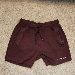 YoungLA Men's Dark BrownMaroon Athletic Shorts
